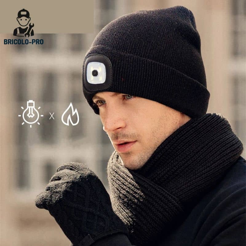 Bonnet Avec Lumière LED Powercap - Lampe Frontale Mains Libres 48 Lumens - Chapeau Polaire Pour Randonnée, Bricolage Et Urgences