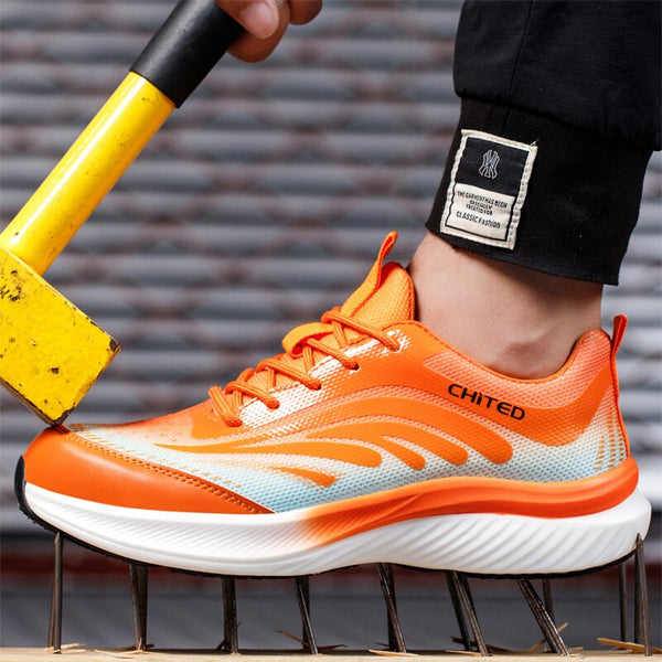 Chaussures De Sécurité Osmio Homme/femme – Blanc/orange, Embout Acier, Semelle Anti-dérapante SRC