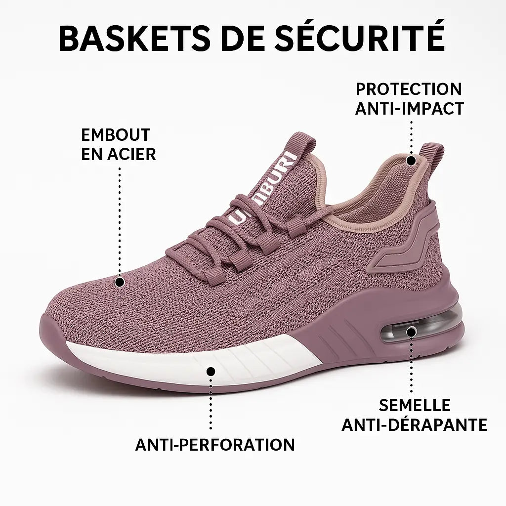 Chaussures De Sécurité Homme Femme Gugifcto Légères Respirantes Antidérapantes S3 - Protection Anti-Choc Perforation & Fermeture Boucle Rapide